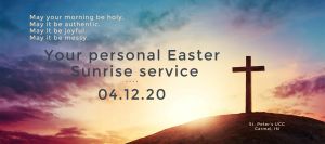 Sunrise with a cross and the words Your Personal Easter SErvice